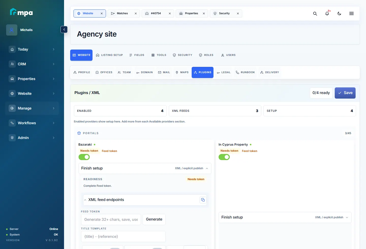 SoftPro plugins and XML setup for portal publishing